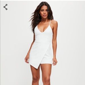 White strappy crepe skort romper